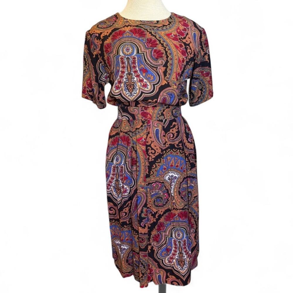 Vtg Lee Winter 2pc Set Separates Sz 8 Dark Paisley Heritage Classic Preppy Brit